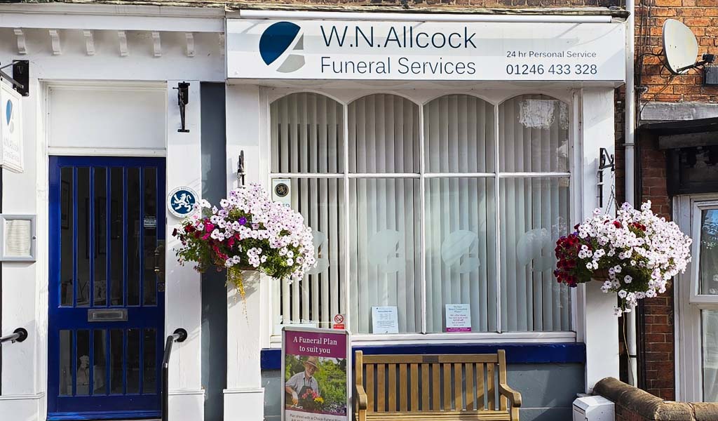 The outside of W.N. Allcock Funeral Services Eckington branch.